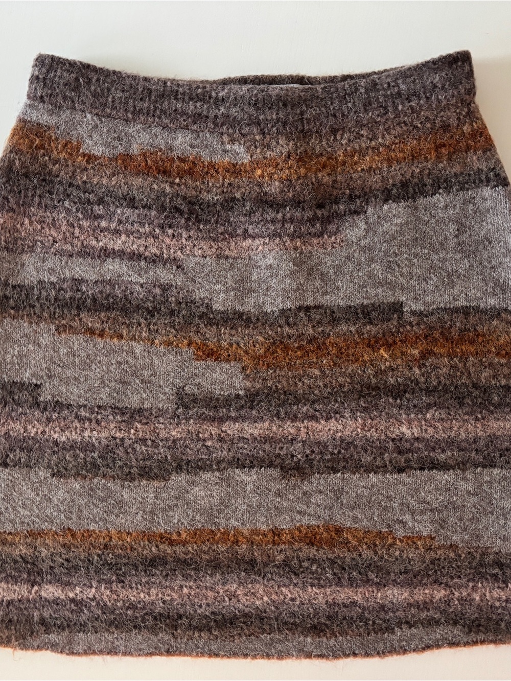 Zara Brown and Gray Striped Mini Skirt